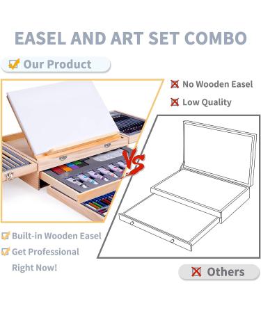 85 Piece Deluxe Wooden Art Set with Easel and Drawing Pads - Creative Gift Box for Teens & Adults | Art Supplies Kit for Painting & Drawing - Buy Online on GoSupps.com