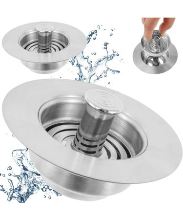 Abizarch Kitchen Drain Stopper Stainless Steel Sink Stopper Kitchen Drain 3 in 1 Sink Strainer Kitchen Drain Enduring Anti Clog Kitchen Drain Stopper for Standard 3-1/2 inch Drain ZHAZHAMO Two tapes are wrapped in a piece of hair - Buy Online on GoSupps.com
