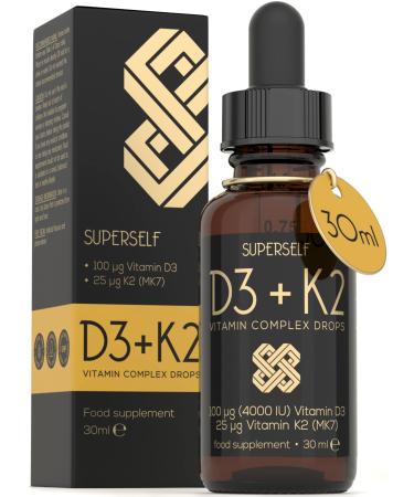 Vitamin D Drops - Vitamin D3 K2 Liquid for Adults & Kids - Immunity Bones & Muscle Support - High Strength Vegetarian Vit D 4000IU & Vitamin K2 25mcg - Fast Absorption Oil Supplement - Natural Orange - Buy Online on GoSupps.com