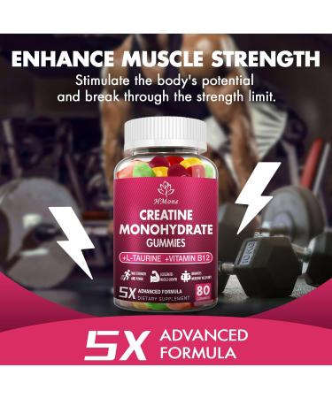 Creatine Monohydrate Gummies - 5g for Men & Women 160 Count and Creatine Chewable Supplements for Muscle Gain Muscle Strength Energy Boost and Muscle Builder Sugar Free Vegan Fruit 80 Count (Pack of 2) - Buy Online on GoSupps.com