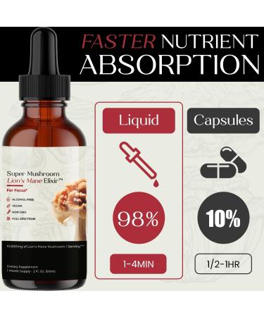 Auri Nutrition Lion s Mane Liquid Elixir - Brain Supplements for Memory and Focus with Functional Mushrooms - Lions Mane Supplement, Full Spectrum Lion's Mane Extract - No GMO, Vegan Mushroom Tincture - Buy Online on GoSupps.com