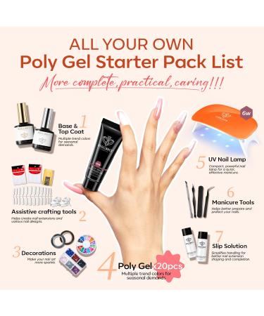 Modelones Poly Gel Nail Kit - 20 Colors with Nail Lamp & Art Tools | Complete Starter Set for Perfect Nail Extensions - Gift Idea for Women - Buy Online on GoSupps.com