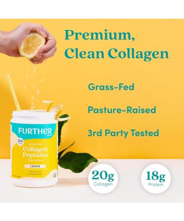 Further Food Lemon Collagen Peptides Powder - 100% Grass-Fed Hydrolyzed Type 1 & 3 20g of Collagen per Serving Supports Skin Hair Nails & Joints 10.5 Oz - Buy Online on GoSupps.com