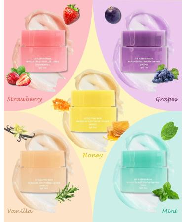 Lip Sleeping Mask Set-5 Pcs Moisturize & Nourish Lip Balm Hydration for Dry Cracked Lip Deep Hydrating Lip Moisturizer Overnight Lip Mask Lip Scrub Softening Exfoliator Christmas Lip Care Gift Kit 1 count (Pack of 5) - Buy Online on GoSupps.com