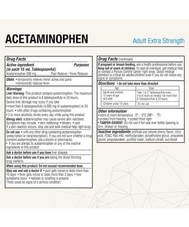 Puregen Labs Extra Strength Acetaminophen Liquid 500mg - Rapid Pain Reliever & Fever Reducer | Cherry Flavor | 8 fl oz | Muscle & Joint Relief Arthritis Pain - Buy Online on GoSupps.com