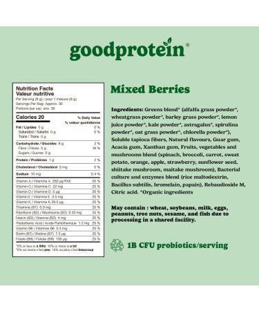 Good Protein Greens Superfood Powder Juice - 100% Natural Digestive Enzyme Greens Powder | Vegan Non-GMO Gluten Free Vitamins Green Powder - Organic Alfalfa Wheat Barley Grass Spirulina Powder | 225g Mixed Berries Mixed Berries 225 g (Pack of 1) - Buy Online on GoSupps.com