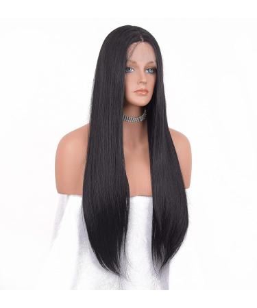 VEBONNY Glue Free 24 Inch Natural Black Wig for Women - Realistic Synthetic Hair Light Black Middle Part Style #074 - Buy Online on GoSupps.com