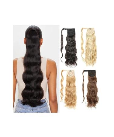 Ponytail Extension 24" Ponytail Hair Extension Body Wave Pony Tail Wrap Around Clip in Hair Extensions Long Curly Wavy Synthetic Fiber Fake Hairpiece for Women Ponytail Hairpiece for Women (Color : 24inches 613