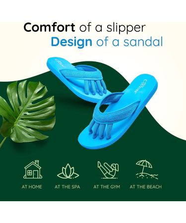 Pedi Couture Women's Pedicure Sandals - Turquoise Toe Separator Slippers - Buy Online on GoSupps.com