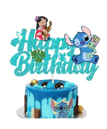 GZDUCK Blue Cake Topper ?- Happy Birthday Decors for Kids Birthday Party Baby Shower Cartoon Sign Decorations (Blue Glitter & Double-side)
