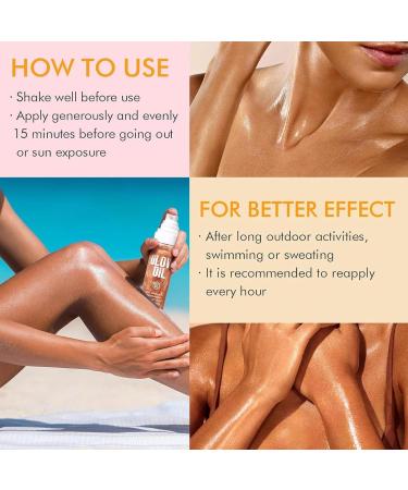 Body Glow Oil 100ml Moisturizing Body Oil SPF50 Sun Protection Skin Lightening Product for Outdoor Sports Camping Picnic 02 Rose Gold B - Buy Online on GoSupps.com
