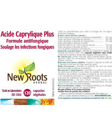 New Roots Herbal - Caprylic Acid Plus - 120 Capsules - Yeast-Stop Formula - Pau D Arco Capsules - Caprylic Acid Capsules for Candida - Balance Intestinal Flora & Reduce Blood Pressure- Yeast Stop Pills 120 count (Pack of 1) - Buy Online on GoSupps.com