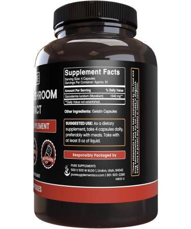 Pure Original Ingredients Reishi Mushroom Extract (365 Capsules) No Magnesium Or Rice Fillers Always Pure Lab Verified 365 Count (Pack of 1) - Buy Online on GoSupps.com