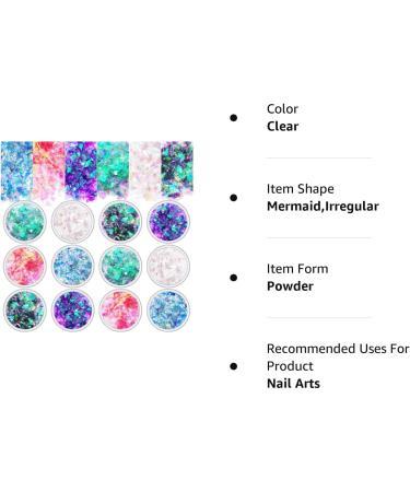Mermaid Nail Sequins: Colorful Holographic Glitters for Nail, Face, Eyes, and Body Design (12) - Buy Online on GoSupps.com