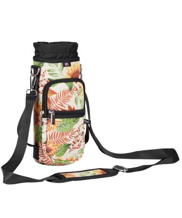 Kemimoto 750ml water bottle holder pocket drinking bottle bag Bottel carrier neoprene portable bottle holder pocket with adjustable shoulder strap for camping cycling travel.Yellow