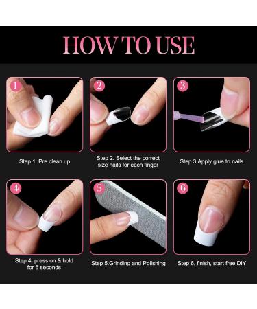 Ranrose 120pcs Square Fake Nails - Acrylic Full Cover Tips | Short French Press-On Nail Extensions | 10 Sizes | DIY Nail Art with Box - Buy Online on GoSupps.com