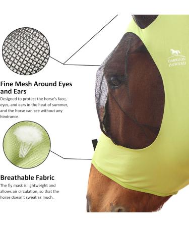 Harrison Howard Stretchable Horse Mask - UV Protection Comfortable & Breathable - Light Olive Green Size L - Buy Online on GoSupps.com