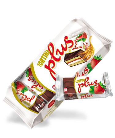 10x10 Tortina Plus cake slices strawberry covered in chocolate 300g - 10 cakes individually wrapped