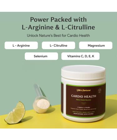 Life's Fortune L Arginine L Citrulline Supplement Powder - High Potency Nitric Oxide Supplement Booster with Natural Lemon Lime Flavor - Cardio Health Blood Pressure and Vascular Support - 258g - Buy Online on GoSupps.com