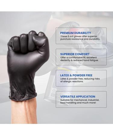 Ronco Sentron6 Medium Size Black Disposable Nitrile Gloves Heavy Duty Powder-Free Industrial Grade 6 MIL Thickness Textured Case of 10 Packs (1000 Gloves) - Buy Online on GoSupps.com