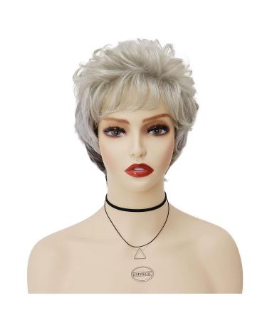 GNIMEGIL Short Curly Gray Wig for White Women - Golden Girls Costume Elderly Synthetic Wig - Buy Online on GoSupps.com