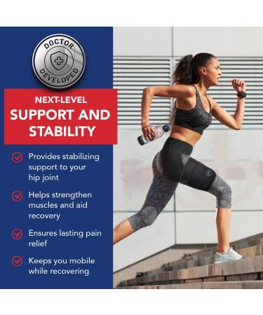 Doctor Developed Hip Support Brace -Piriformis Syndrome Sciatica Pain Relief Products - Thigh Compression Sleeve Hamstring Support -Hip Support For Women & Men W/ Doctor Handbook (L/XL Black Right) Black L/XL Right - Buy Online on GoSupps.com