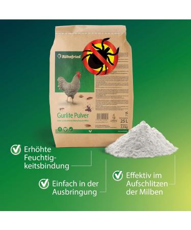 R hnfried Gurlite Powder - 25L Natural Mite & Parasite Control for Chickens Quail & Poultry - Effective Protection Against Red Mites Lice Fleas & Ticks - Buy Online on GoSupps.com