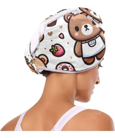 Buy Cute Teddy Bear Stickers & Super Absorbent Hair Towels - 2 Pack Quick Dry Turbans for Women & Girls - Buy Online on GoSupps.com