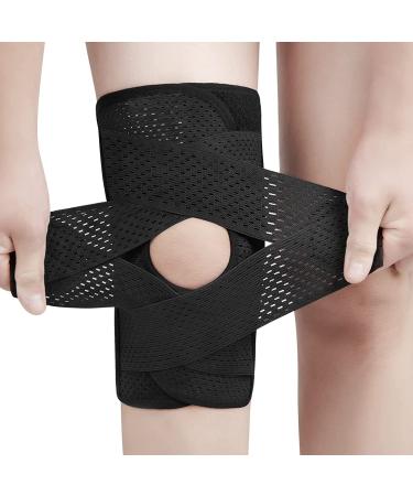 ANAMPION Knee Brace for Women Knee Pain Adjustable Knee Compression Sleeve Support with Side Stabilizers for Men Women Working Out  Running  Fitness  Weightlifting ACL MCL Meniscal Tear Black L Black Large