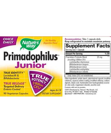 Nature's Way Primadophilus Junior Probiotics for Kids 6-12 | 90 Veggie Capsules - Buy Online on GoSupps.com