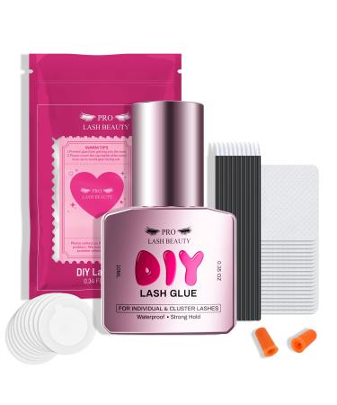 Cluster Lash Glue Individual Lash Glue for DIY Lash Extension Black Lash Bond Waterproof Eyelash Glue Lash Adhesive Long Lasting for 48 Hours 10ml Clear 10ml Clear Cluster Lash Glue