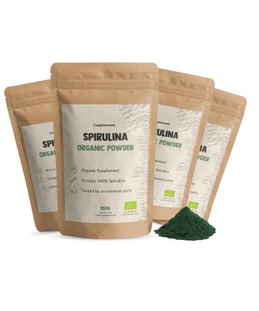 Cupplement 4 sachets of spirulina 150 grams each - Organic - Free Frother & Spoon - Highest Quality Powder