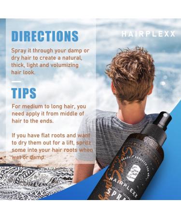 Hairplexx Sea Salt Volume Hair Spray for Men - Natural Volumizing Hair Look | Matte Finish, Mild Hold | Paraben-Free | 200ml/6.7oz - Unscented - Buy Online on GoSupps.com