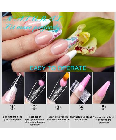 Vnjaoi 120 Pcs Poly Extension Gel Dual Nail Forms with Scale Builder Coffin Nail Molds - Ballet Dual Nail Forms Set for Manicure and Nail Art Design - Buy Online on GoSupps.com