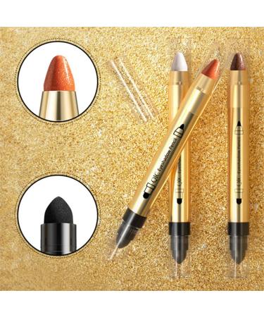 Go Ho Orange Highlighter Eyeshadow Stick - Cream-to-Powder Pen for Bright Eyes | Shimmer Orange Hue | Easy Application with Sponge | 01 Shimmer Orange & 02 Highlighter - Buy Online on GoSupps.com