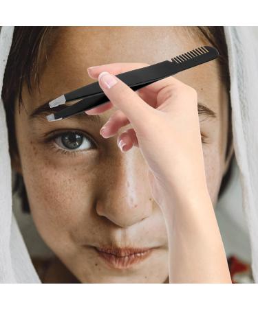 Beaupretty Eyebrow Tweezers Slanted Eyebrow Tweezers with Comb Stainless Steel Slanted Tip Tweezers Precision Tweezers Set - Buy Online on GoSupps.com