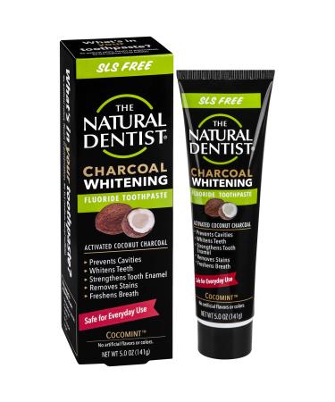 The Natural Dentist Charcoal Whitening Fluoride Toothpaste  Cocomint Flavor  5 Ounce Tube Cocomint with Fluoride 5 Ounce (Pack of 1)