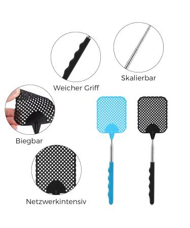 Takuza Fly Gossip - 2 Pieces Pest Control with Integrated Mosquito Scraper for Flies Wasps & Mosquitoes - Black & Blue - Buy Online on GoSupps.com