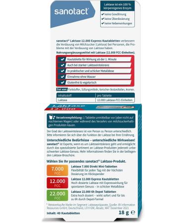Sanotact Lactase Express 12 000 - 40 Tablets | Enhance Lactose Digestion | Fast Shipping Worldwide - Buy Online on GoSupps.com