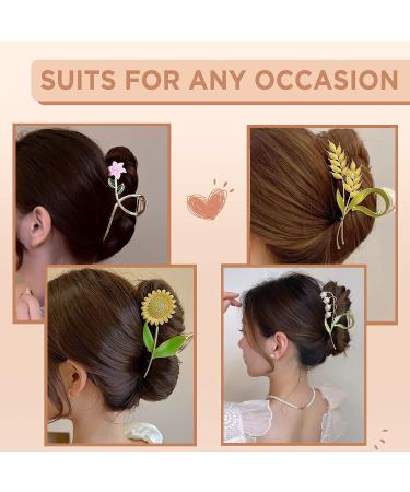 6 Pcs Flower Claw Clip Hair Accessories for Women & Girls - Strong Hold, Nonslip Metal Hair Clips in 6 Styles - Perfect for Long Thick or Thin Hair - Buy Online on GoSupps.com