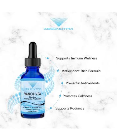 Absonutrix VanOlivea 390 mg 4 FL OZ Liquid 302 Servings Made in USA Plant-Based Ingredients Olive Leaf Extract Vanilla Extract Liquid Olive Fruit Gluten-Free Non-GMO GMP Certified - Buy Online on GoSupps.com