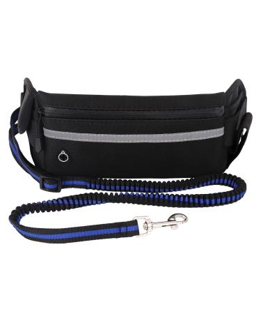 Hands Free Dog Lead with Fanny Pack for Walking Jogging Running Durable Dog Lead for Medium Large Dogs Retractable Bungee Lead Running Dog Lead with Reflective Stitches Seat Belt Buckle