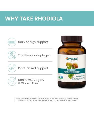 Himalaya Rhodiola for Energy & Stress Relief - 250 mg 60 Vegan Capsules Enhance Exercise Endurance - Buy Online on GoSupps.com