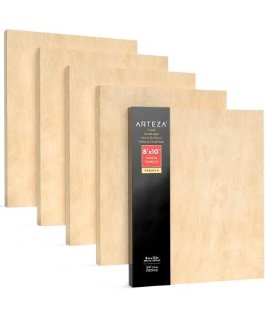 Arteza Wooden Canvas Board 8x10 Inch Pack of 5 - Birch Wood Cradled Artist Panels for Painting - Ideal for Encaustic, Wood Burning, Pouring - Use with Oils, Acrylics - Buy Online on GoSupps.com