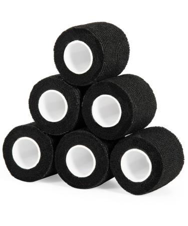 Legal bandage Association Self -adhesive 5cm x 4.5m fixing bandage self -adhering cohesive bandage for first aid DOG veterinary wind band Sport Elastic bandage for wrist feet (black 6 rolls) 6PCs black