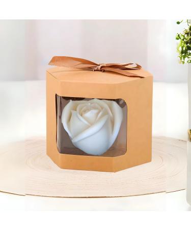Handmade 16 oz Rose Soy Wax Candles Aesthetic and Eco-Friendly Bedroom Decor - Rose Design with 12 Hour Burning Time Ideal for Weddings Valentine's Day and Home Decor- White