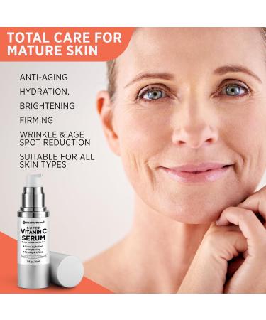 Super Vitamin C Serum for Mature Skin - Hydrating Anti-Aging Formula with Hyaluronic Acid & Vitamin E for Wrinkle & Age Spot Reduction - Buy Online on GoSupps.com