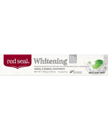 Red Seal Brilliant Mint Whitening Toothpaste - Vegan Fluoride Free Natural Ingredients NATRUE Certified 3.53 oz - Cruelty Free & Paraben Free - Buy Online on GoSupps.com