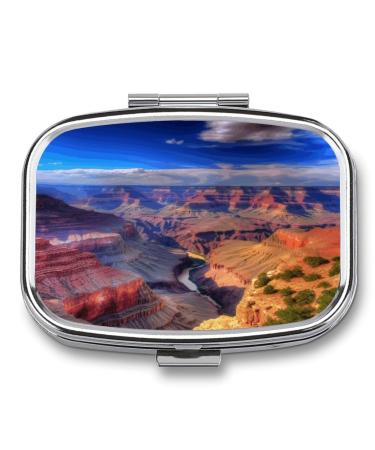 Pill Box Beauty Grand Canyon Print 2 Compartment Medicine Pill Case Pill Organizer Decorative Metal Portable Pill Box for Pocket Or Purse Style