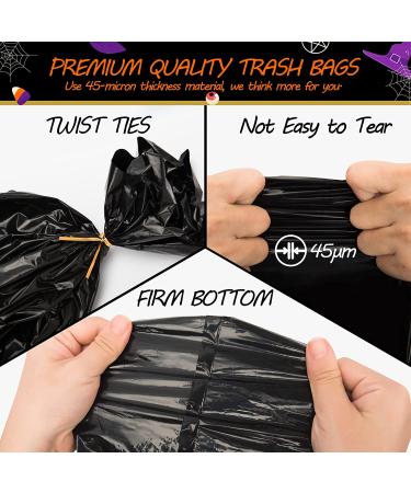 8-Pack Halloween Leaf Bags 24x30in with Twist Ties - Pumpkin Trash Lawn Garbage Fall Decorations for Outdoor Yard - Jack O Lantern Holiday Decoration - Black - Buy Online on GoSupps.com